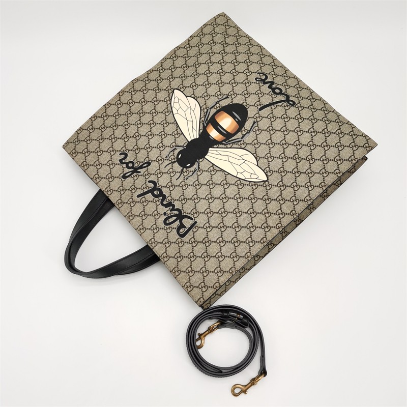 【二手95新】gucci古驰小蜜蜂帆布托特包手提斜挎包【图片 价格 品牌