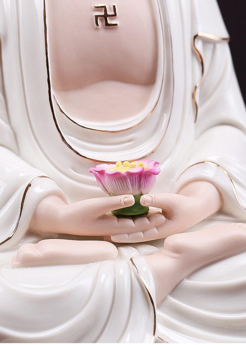 造趣zaoqu如来佛坐莲释迦牟尼佛供奉佛像佛教陶瓷摆件16寸白瓷