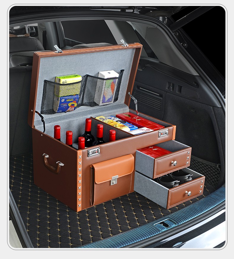 汽车后备箱储物箱车载收纳箱密码锁抽屉箱置物盒多功能整理尾箱用品