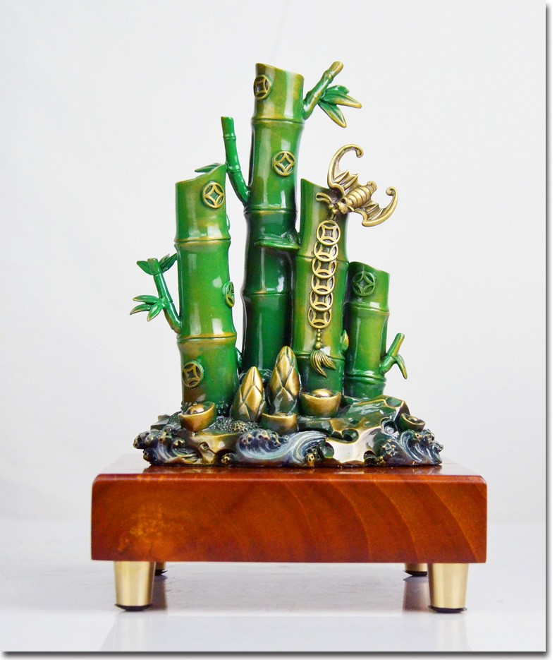 裕尚礼纯铜竹报平安财富节节高竹子摆件工艺品客厅酒柜书房办公室装饰