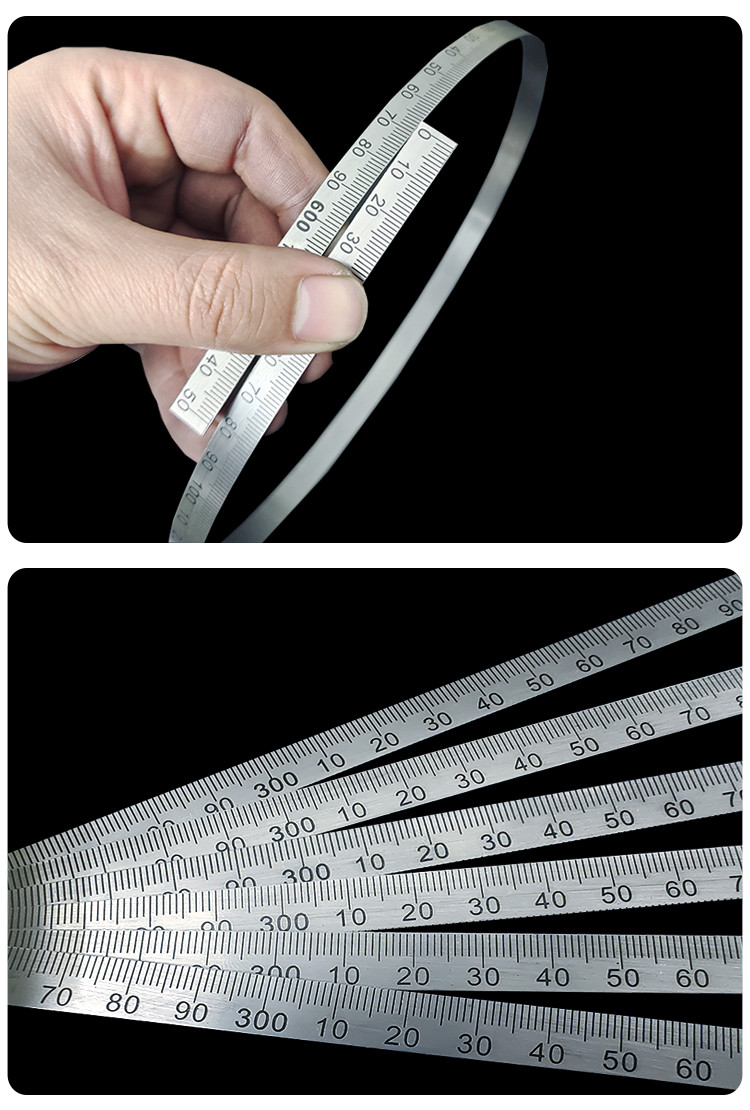 全千耀弹簧钢尺条软尺条窄尺子不锈钢软钢尺毫米钢板尺直尺 50厘米/10