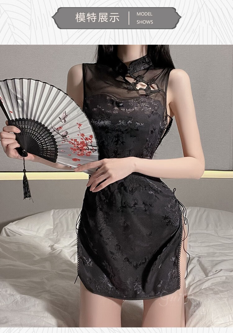 wavaw 情趣内衣性感侧边绑带镂空诱惑复古唐装旗袍睡衣夜店jk制服角色