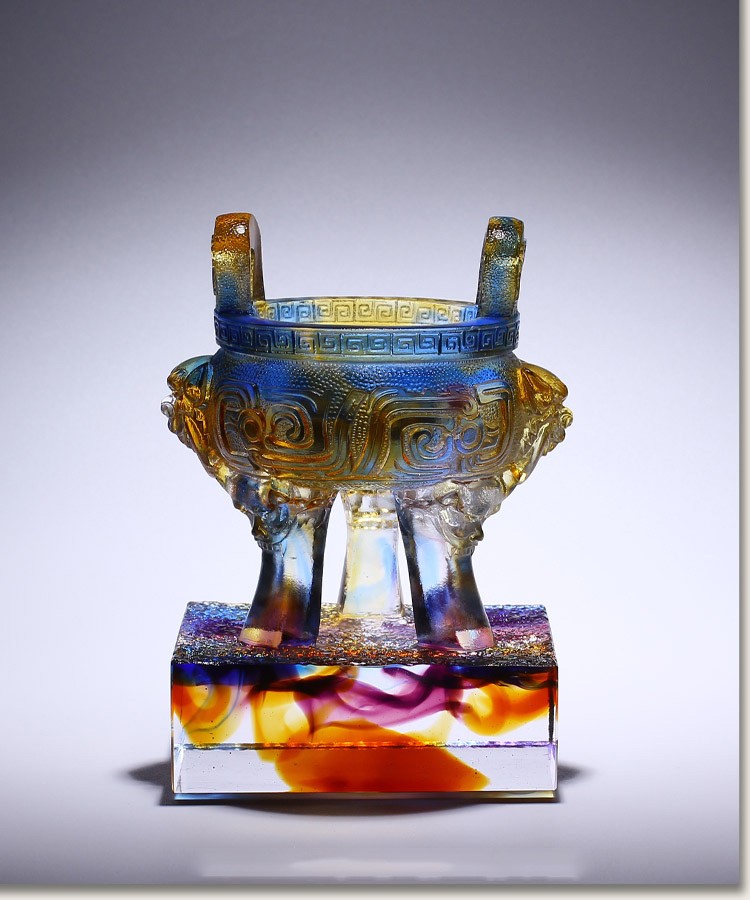 伯莎丹顿琉璃鼎摆件三足圆鼎盛千秋办公室装饰品送朋友开业乔迁礼品圆