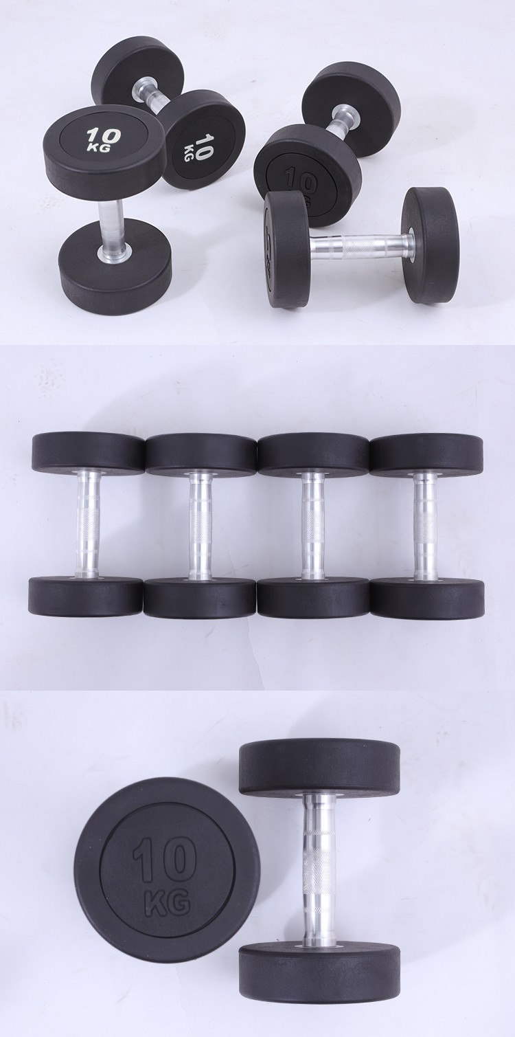 商用健身房包胶哑铃家用圆头橡胶固定哑铃私教工作室举重健身器材