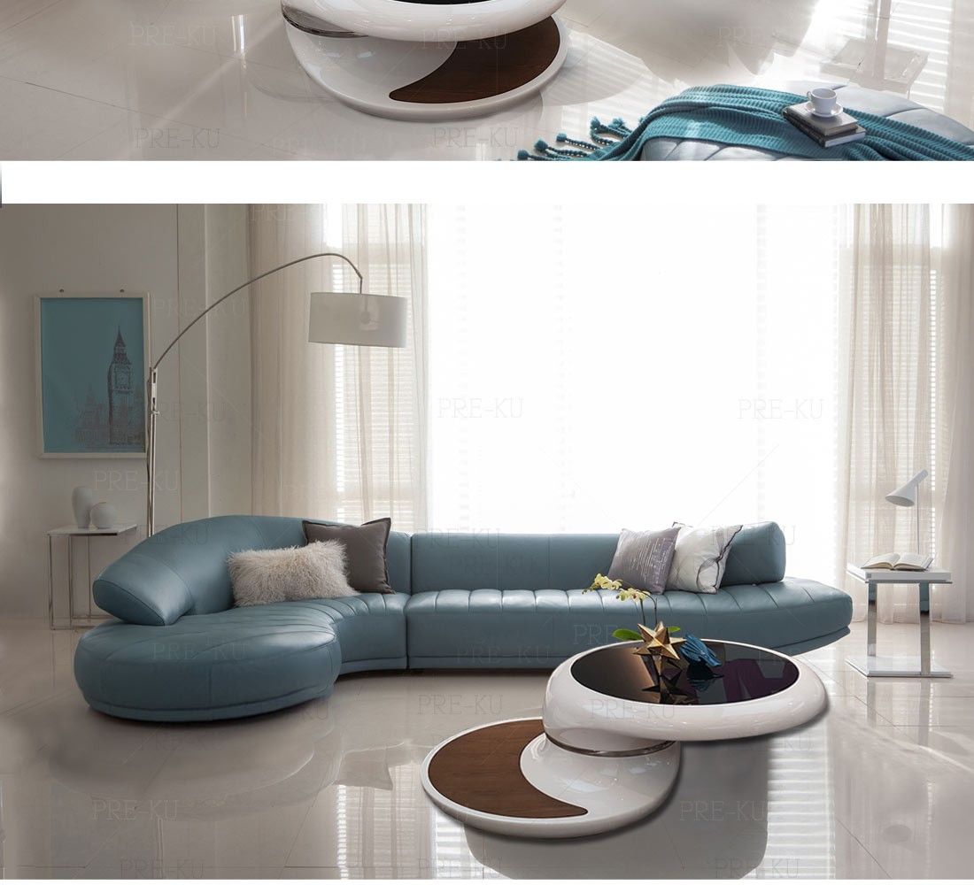 半圆弧形真皮沙发创意时尚大小户型客厅别墅转角组合现代简约家具豪华