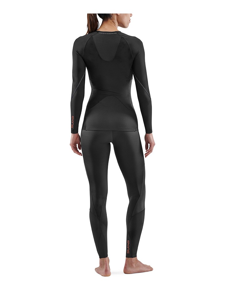 skinss5高度压缩衣女运动训练速干跑步瑜伽服紧身衣健身服长袖黑色xs