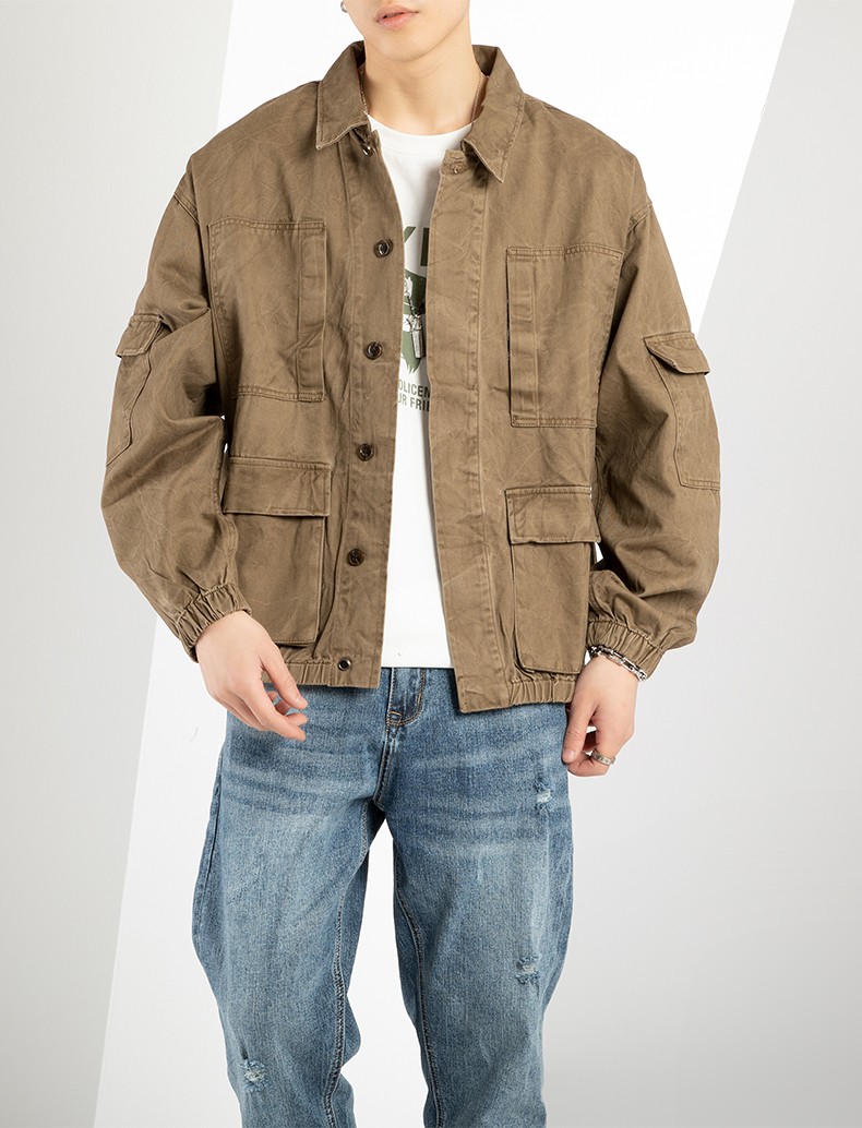 法国cebrodz工装美式夹克复古着黄石重磅阿美咔叽多口袋飞行员军旅