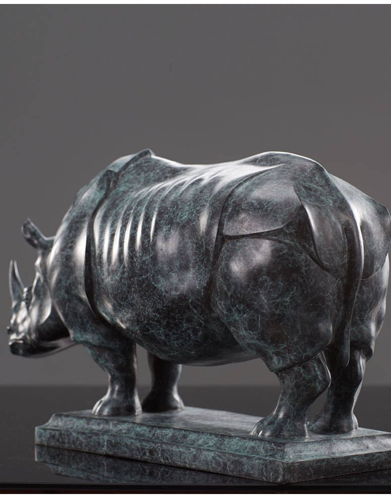 唯艺思佳纯铜犀牛摆件创意家居客厅玄关书房轻奢装饰摆件灵犀君雕塑