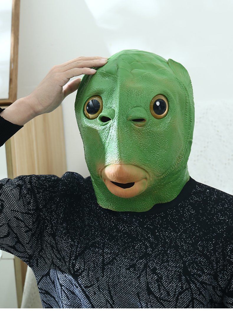 绿头鱼怪搞笑头套面具社交牛人症帽网红沙雕恶搞网红搞怪头套搞笑沙雕
