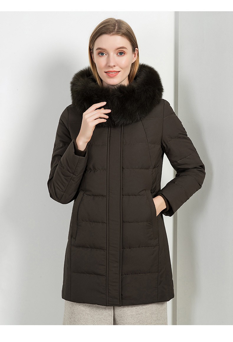 恒源祥羽绒服女中长款中老年妈妈加厚保暖狐狸大毛领外套冬装hhhd562