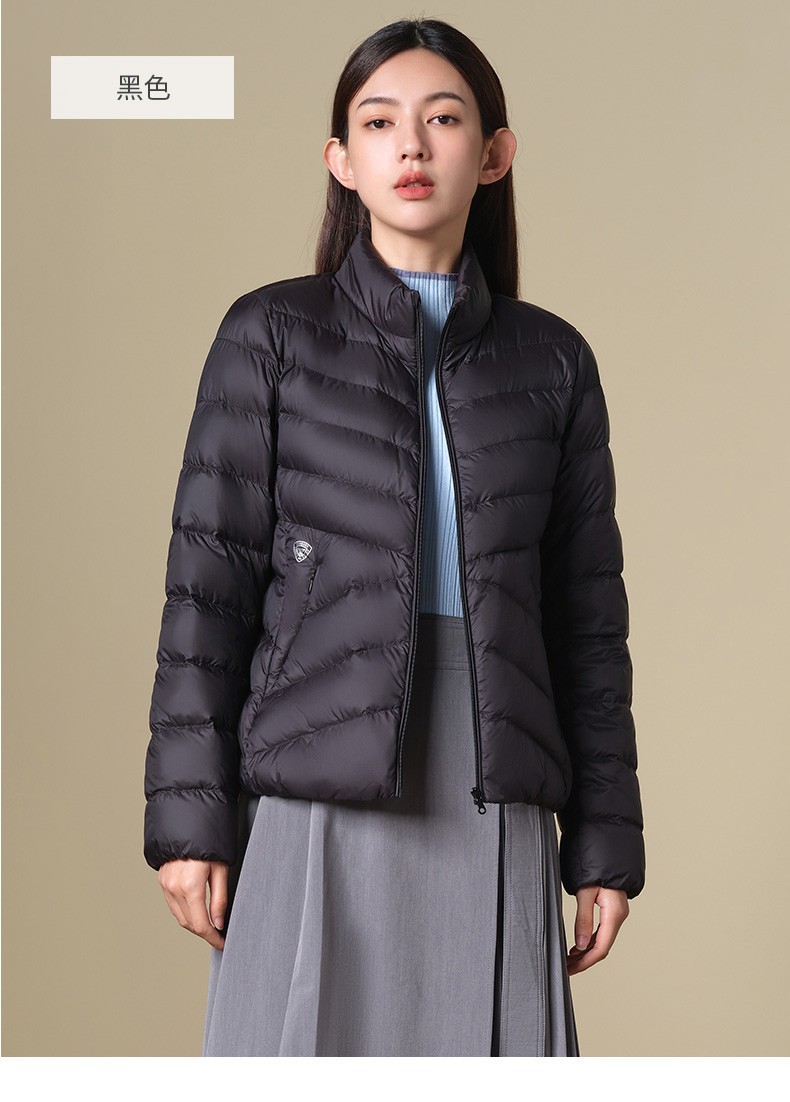 坦博尔2022新款轻薄羽绒服女冬季外套女立领轻薄舒适短款修身舒适轻柔