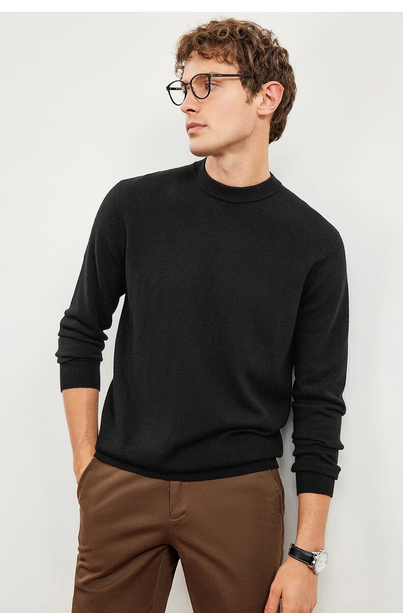 SEPTWOLVES Men's Wool Sweater, Autumn And Winter, Merino Wool Thin Style, Colorful, Cold-Resistant, Warm, Business Casual Base Layer Thin Sweater 11