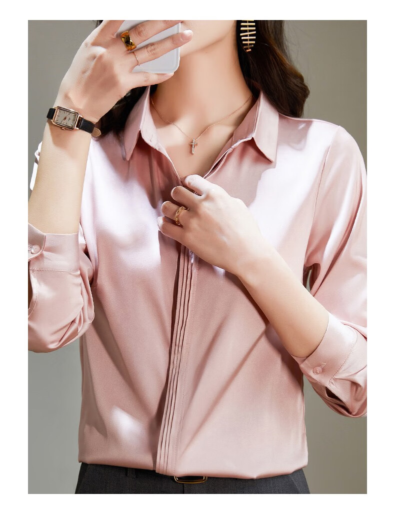 苏若兰丝质女士衬衣春夏新款女士缎面衬衫柔软光滑高级感透气凉爽职场