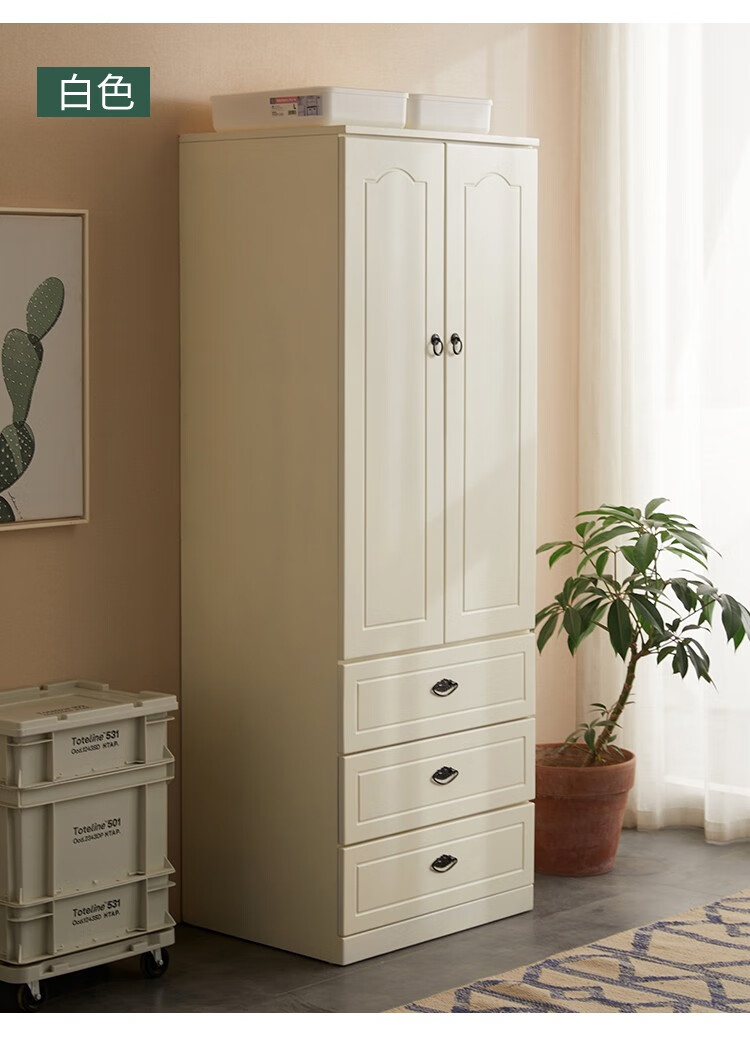 衣柜实木简易木质两门卧室小衣柜衣橱简约现代防潮斗柜抽屉柜子 棕色