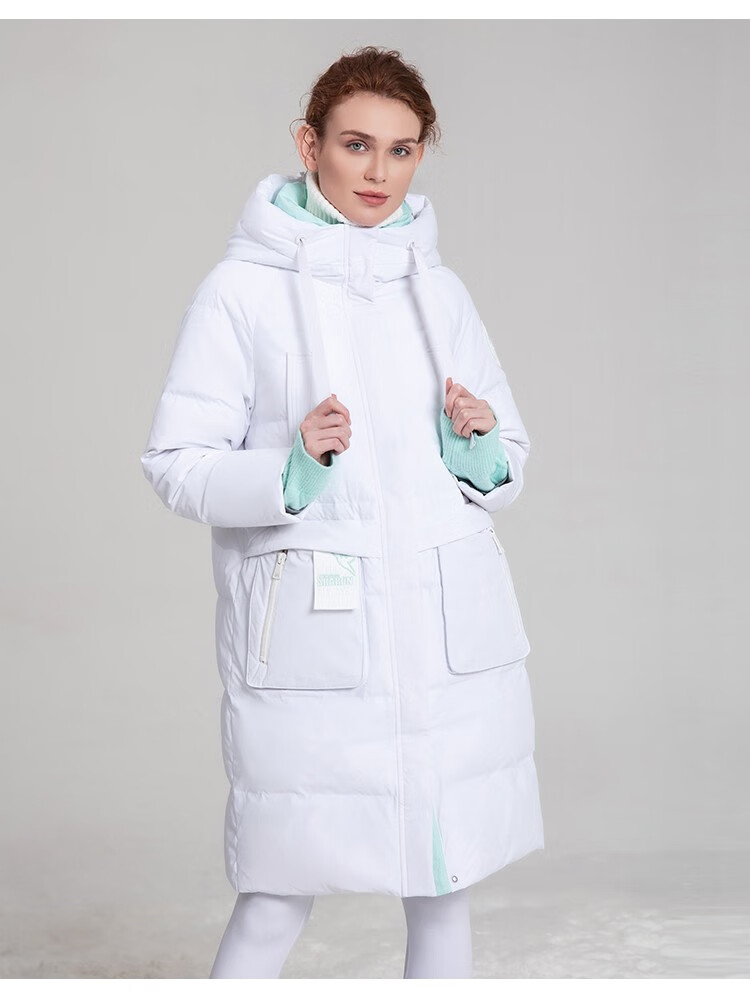 雪伦鹅绒羽绒服女中长款2022年新款秋冬外套女装大廓型贴标休闲运动风