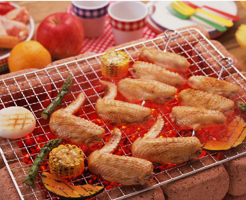 oasiswj烧烤网铁丝网格网片长方形烤网用具厨房小格沥油网架工具户外