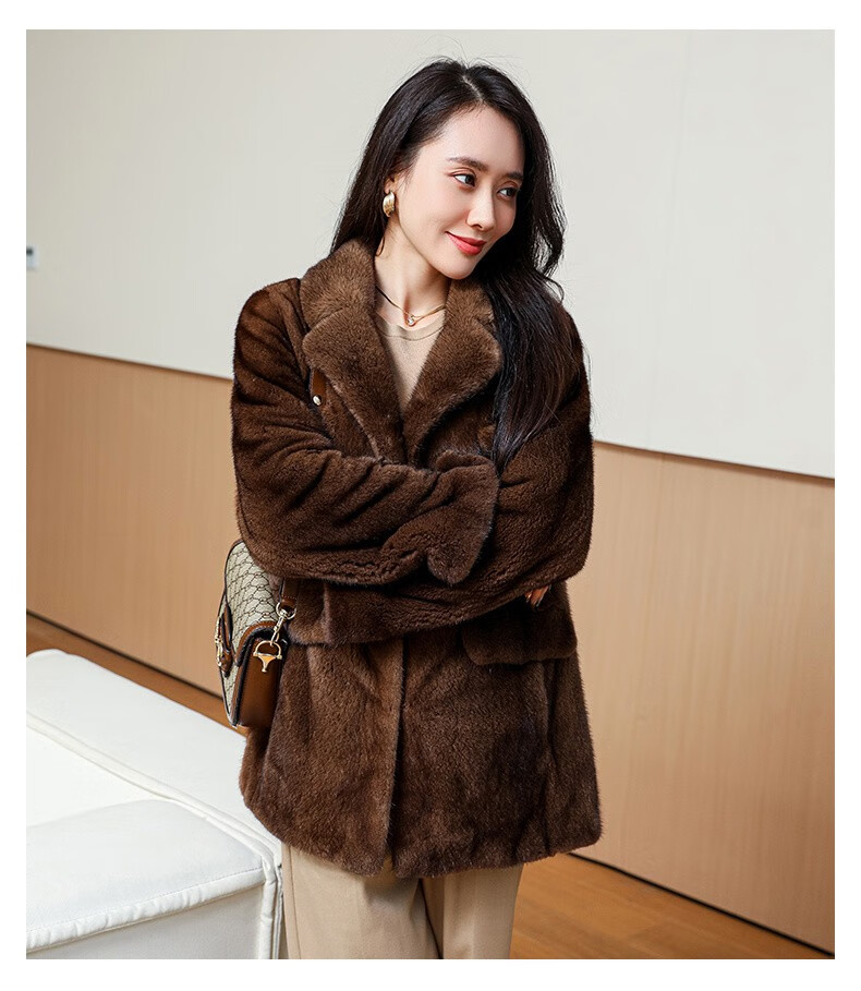 odybird 欧迪鸟品牌貂皮大衣女2022年冬季新款整貂丹麦进口短二水貂毛