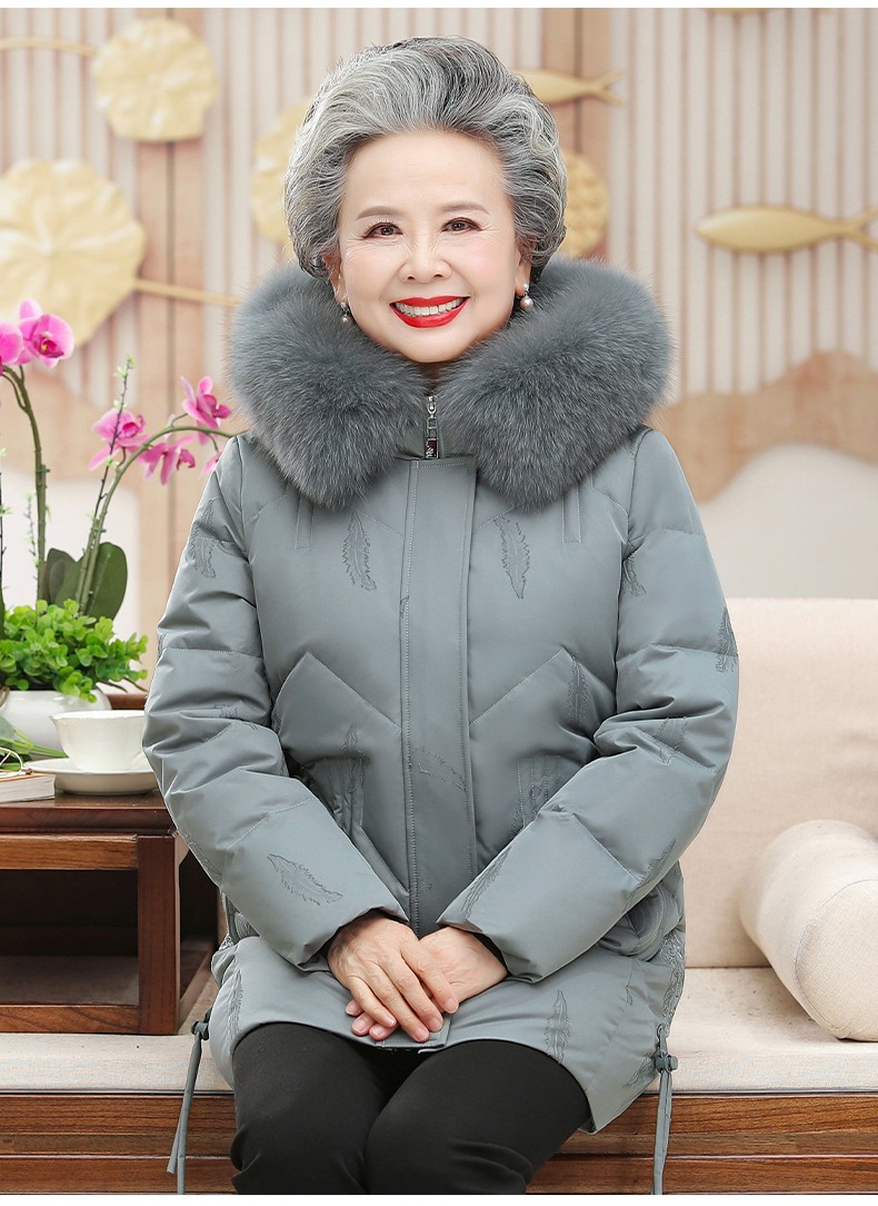 朵诗澜中老年人羽绒服女中长款奶奶冬装6070岁80老太太保暖防寒上衣服