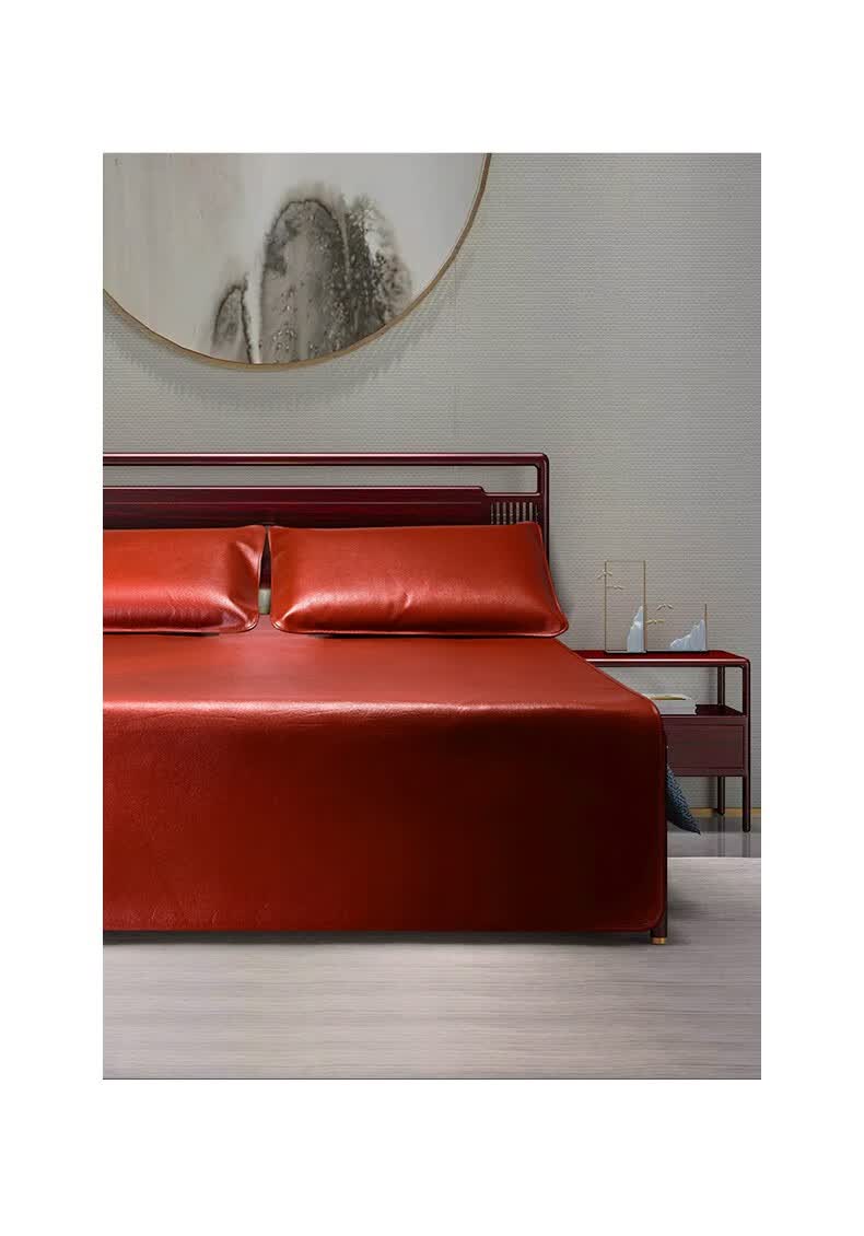 蓝牧金星级牛皮席牛皮凉席头层水牛皮18m床三件套头层牛皮席子夏季