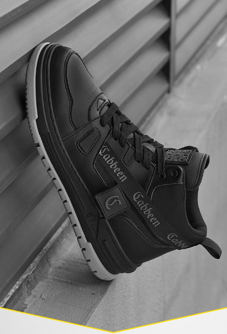 商场同款cabbeen卡宾高帮板鞋休闲鞋男时尚男鞋百搭新款 漂白 皮鞋码