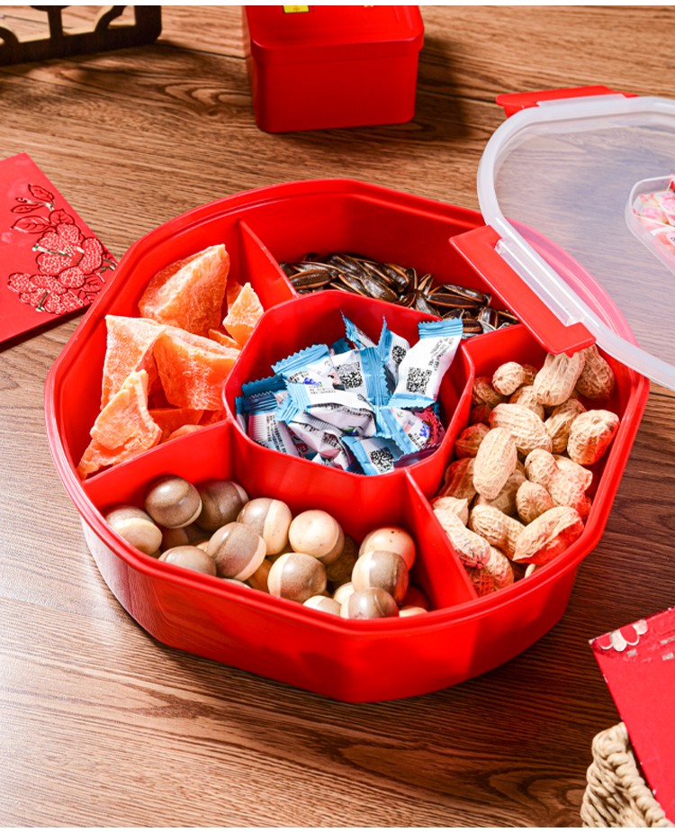 尚佳铭汇果盘过年零食摆盘干果盘喜庆收纳盒家用客厅瓜子盘糖果盒新年