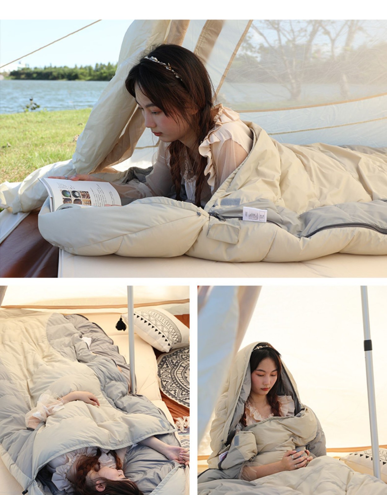 南极人羽绒睡袋大人户外露营冬季加厚成人超轻鸭绒防寒单人便携式可