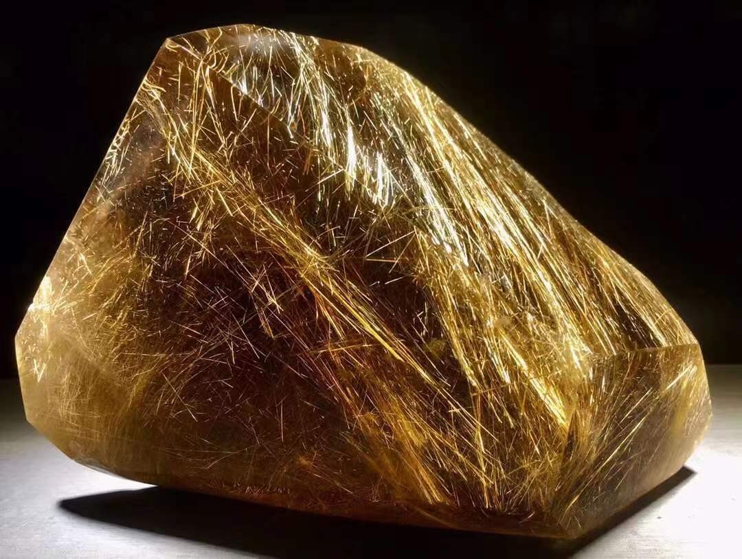 君政寻然珠宝天然金发晶钛晶花原石原矿标本水晶簇资料库半宝石家居