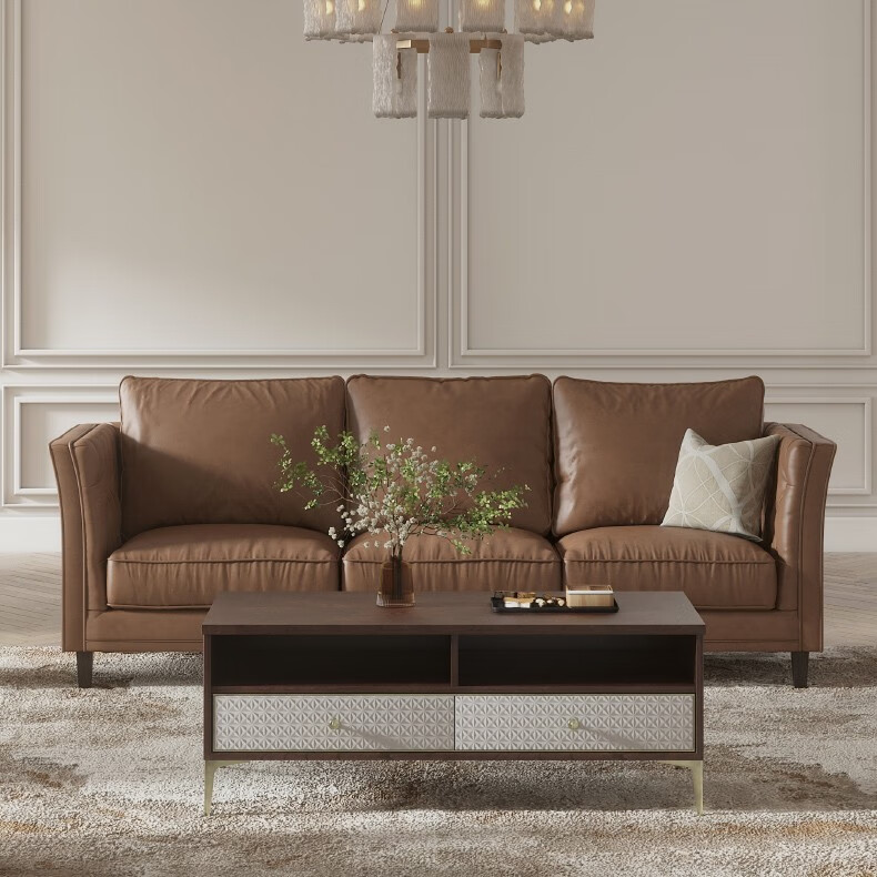 ashley爱室丽 沙发 北欧轻奢真皮沙发头层牛皮客厅小户型家具组合u677