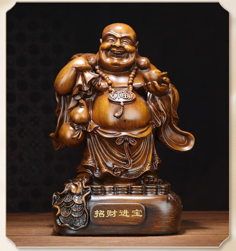 真石演绎招财弥勒佛摆件家居客厅大肚佛像笑佛工艺品办公室桌乔迁开业