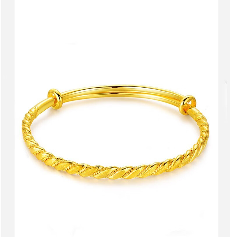 9扭麻花手镯纯实心婚嫁麻花推拉活口手镯可调节结婚三金 65.