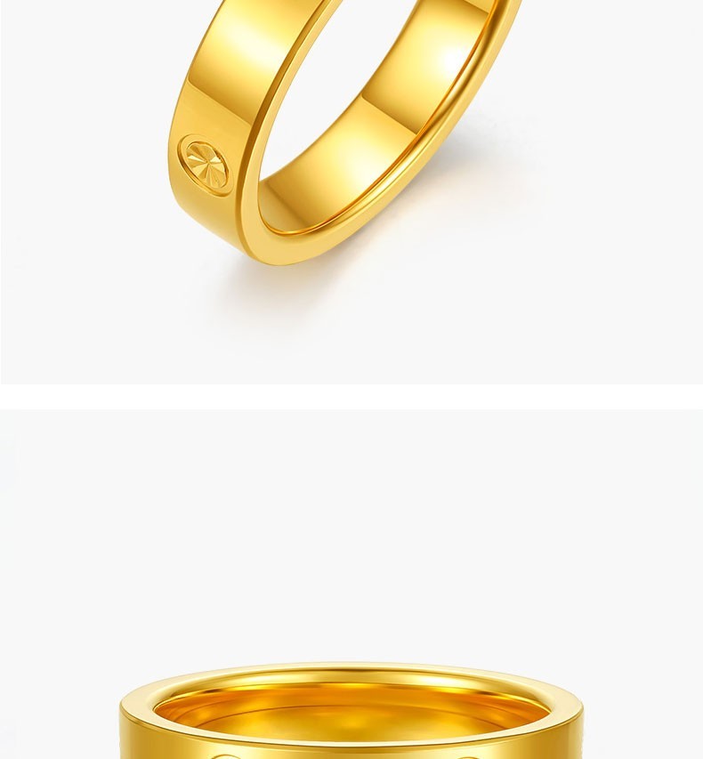 鑫徕帝珠宝黄金戒指情侣款足金999戒指男女款情侣3d硬金结婚戒指钻纹