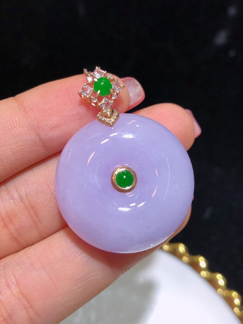 心偶玉翡翠冰种紫罗兰平安扣吊坠缅甸天然a货翡翠玉石送礼生日礼物