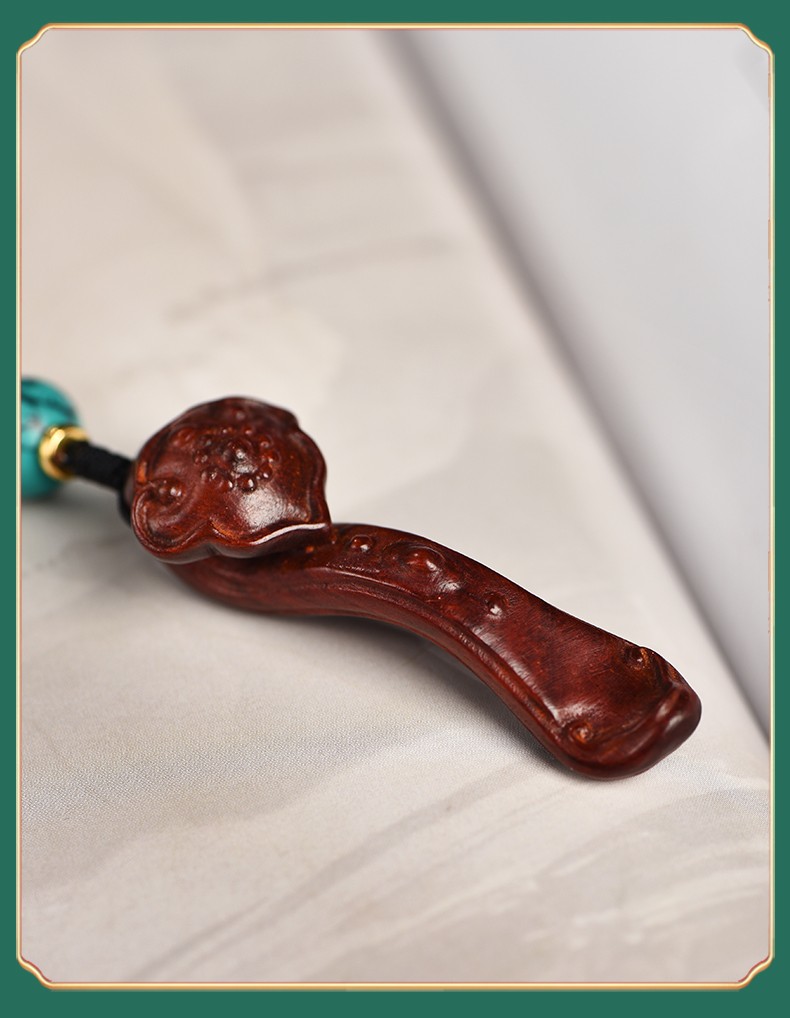 闽木匠印度小叶紫檀手把件人生如意摆件檀木红木质包挂件挂饰如意摆件