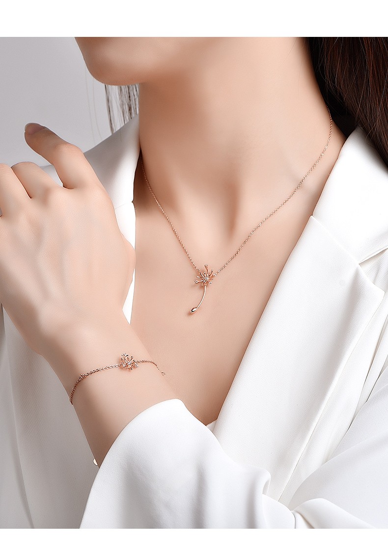 迪后轻奢品牌金蒲公英项链女轻奢小众设计感气质玫瑰金时尚款锁骨链