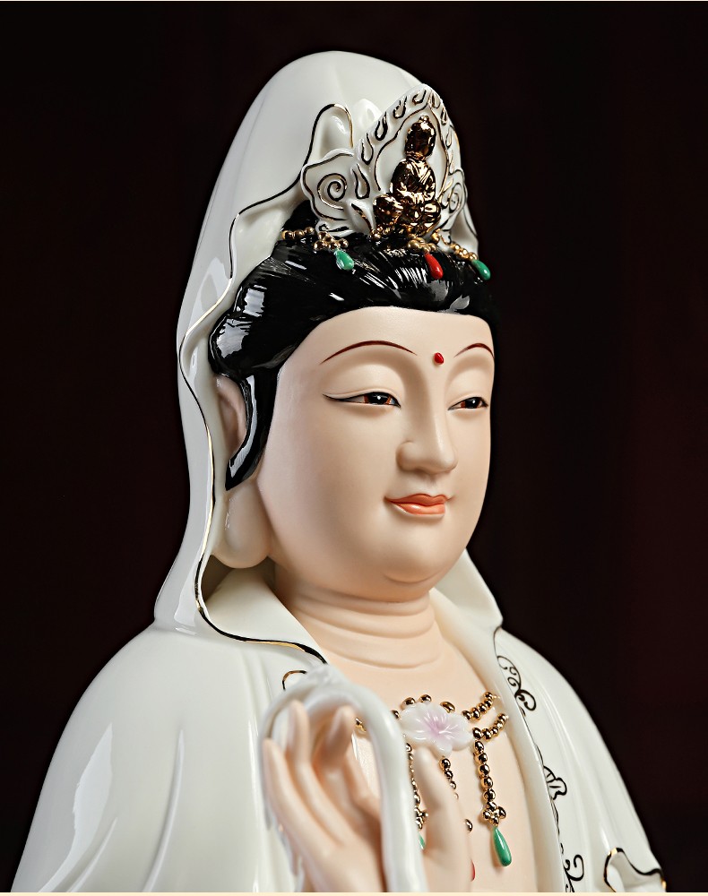 七珍陶瓷南海观音菩萨佛像家居办公室风水家里供奉客厅家用神像观世音