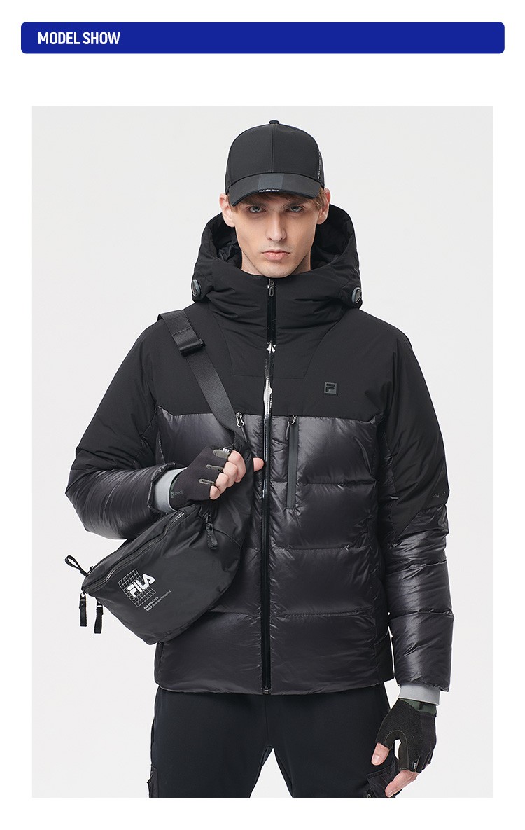 filaathletics斐乐男士羽绒服年冬季新款休闲保暖外套深黑bk185104a