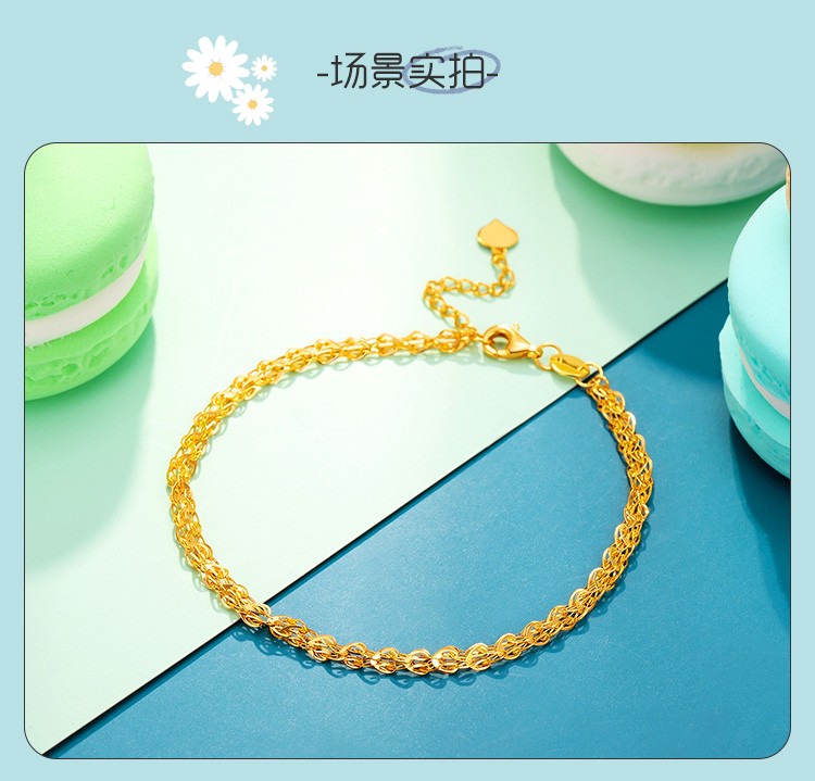 520礼物壹仟俩黄金999足金凤尾手链女时尚镂空凤羽金链子送女友生日