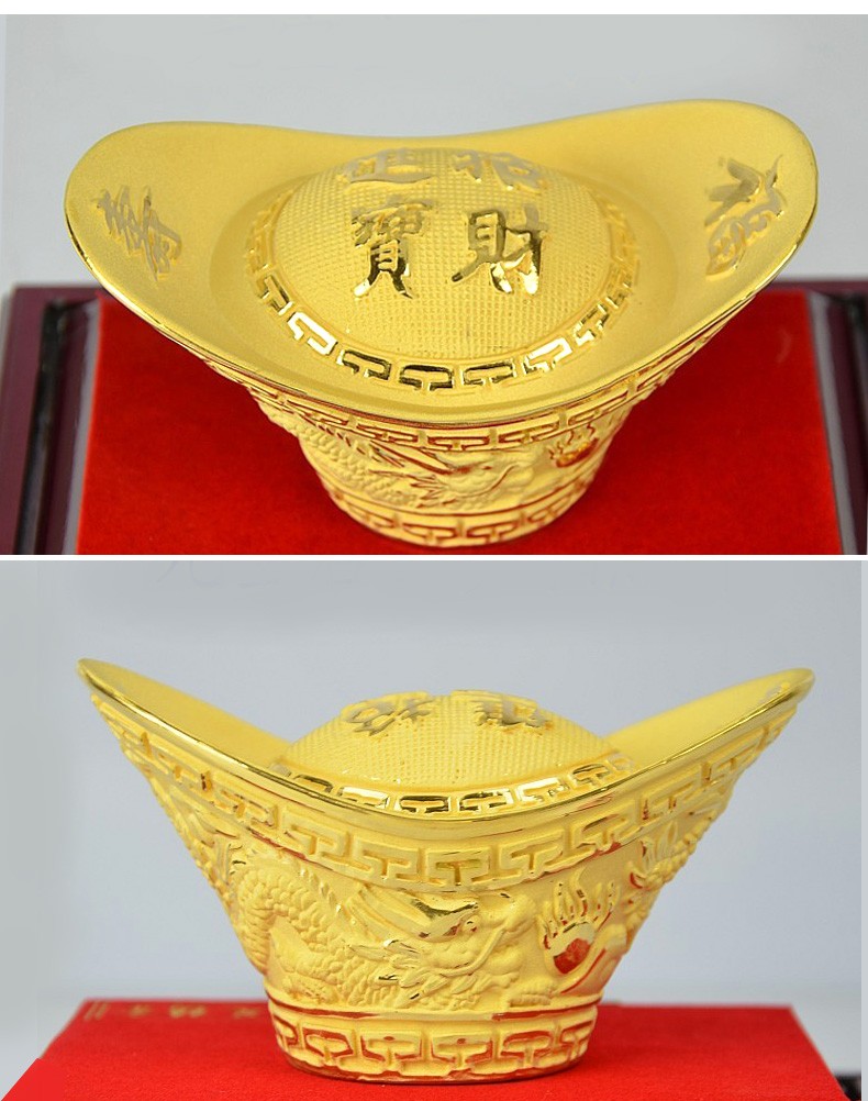 伯莎丹顿黄金元宝摆件家居装饰保险公司企业银行商务庆典活动礼品招财