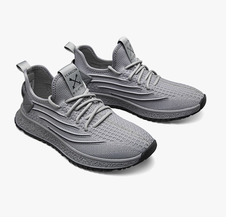 意尔康男鞋时尚休闲鞋椰子鞋2022夏季新款飞织网面透气系带阿甘鞋厚底