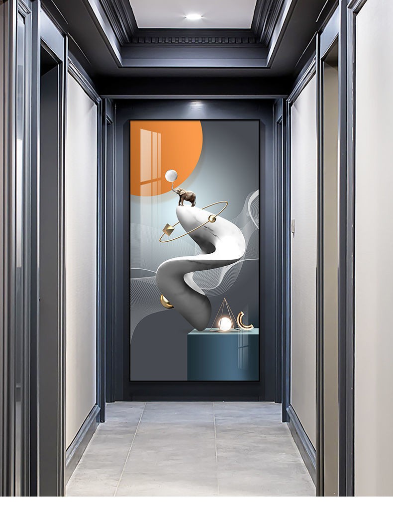美其美纳现代简约玄关装饰画后现代几何挂画轻奢抽象大气走廊过道竖版