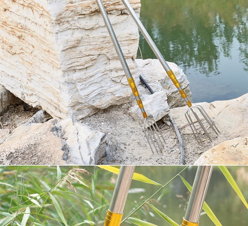 carina duek叉鱼钢叉带杆捕鱼渔叉不锈钢刺鱼器倒刺扎鱼套装加长 十一