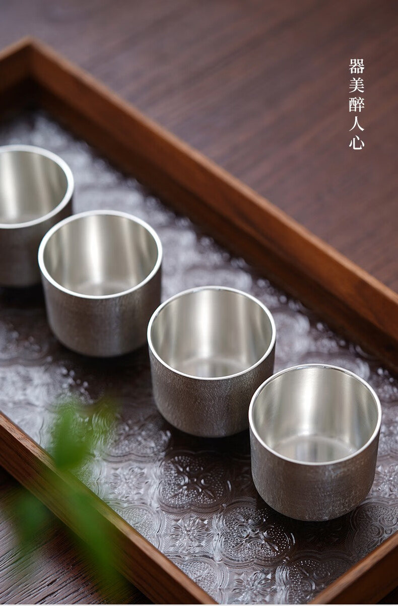 斑锡龙锡酒杯999纯锡制素裹白酒杯酒盅一两装手工锤纹锡器酒具