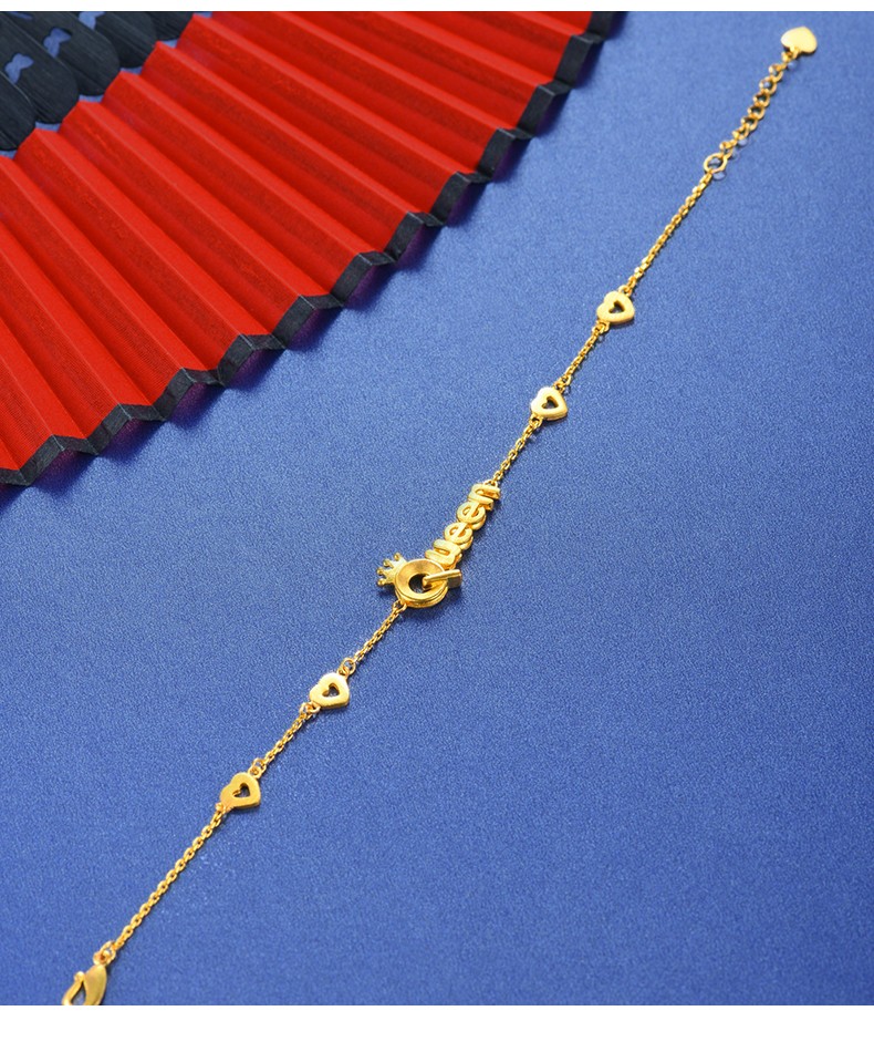 荟萃楼珠宝黄金手链足金999queen女王字母足金纯金链子女礼物约497g