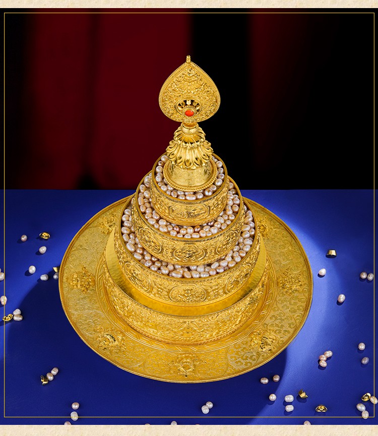 欧映s990纯银镀金手工曼扎盘三十七堆雕花曼茶罗全套修曼扎特大号18cm