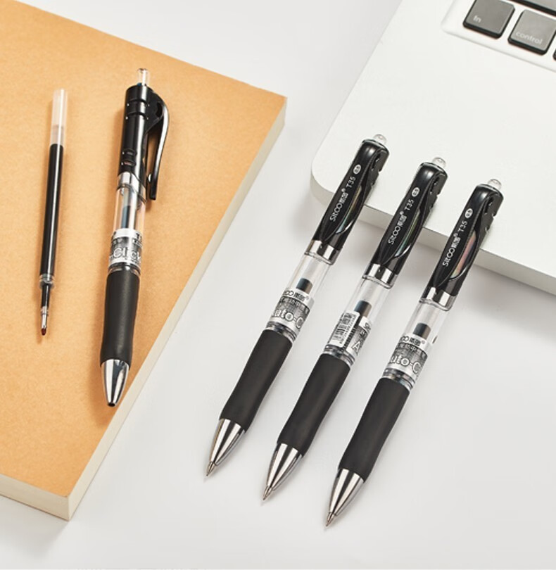 斯图sitoo中性笔办公签字笔水笔碳素签字笔05mm子弹头黑色笔芯学生用