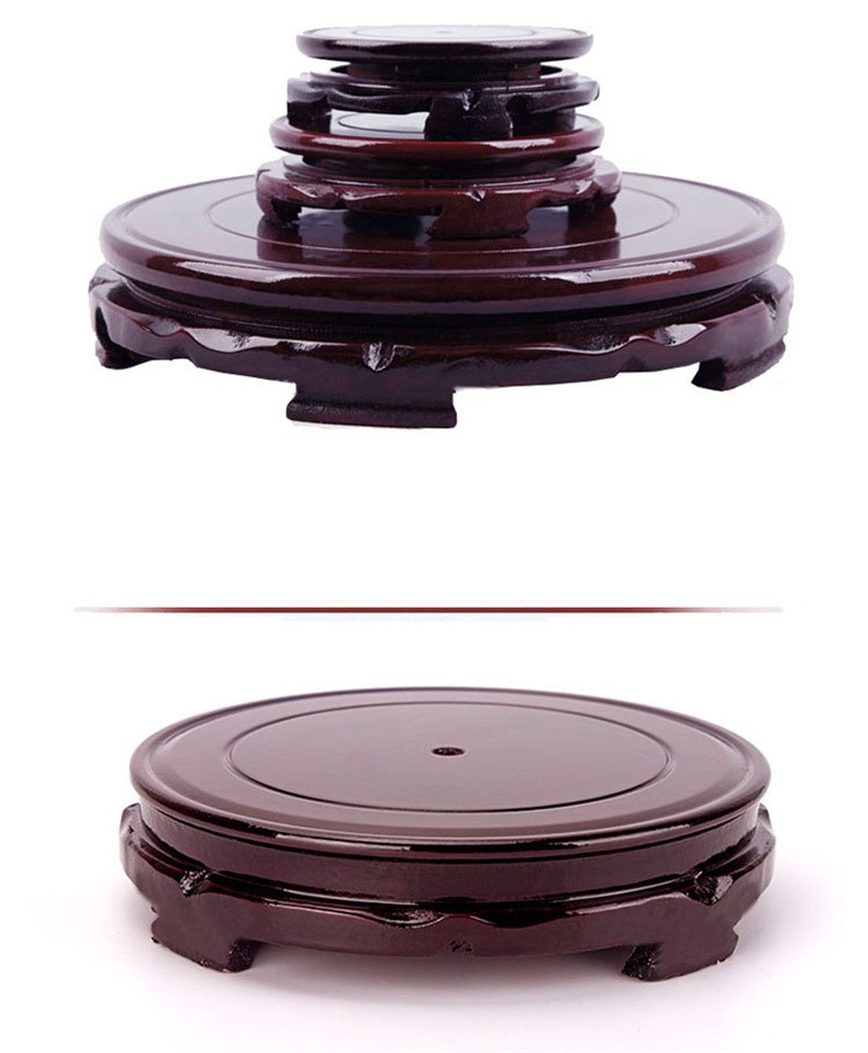 雅言陶瓷 景德镇木质底座鱼缸花瓶座子 不旋转底座固定底座 圆形托架