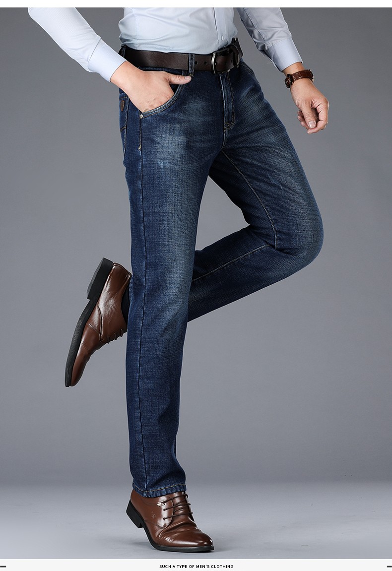 太子龙牛仔裤男春季新款直筒休闲商务加绒弹力裤子蓝黑29