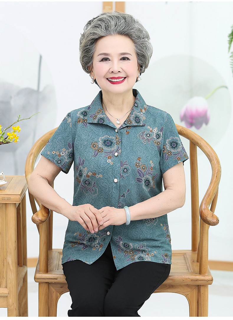 宸蚨祥中老年女装夏季新款老人上衣奶奶装夏装女衬衫70岁80老太太宽松