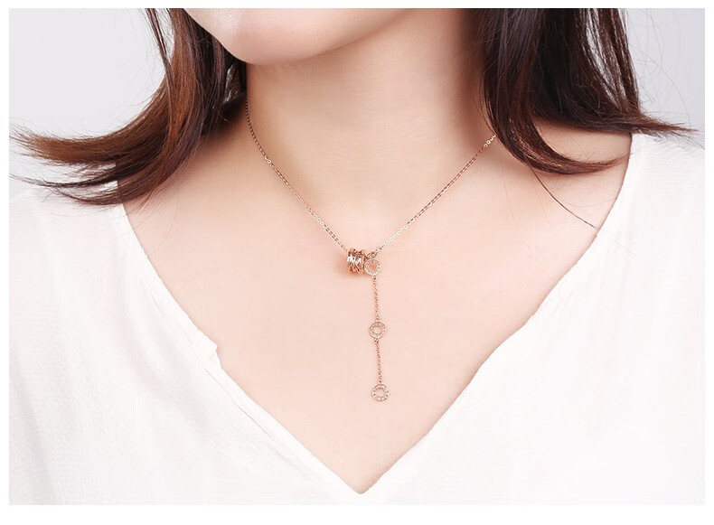 路易佳妮18k金小蛮腰项链女玫瑰金锁骨链时尚k金饰品送女友生日礼物