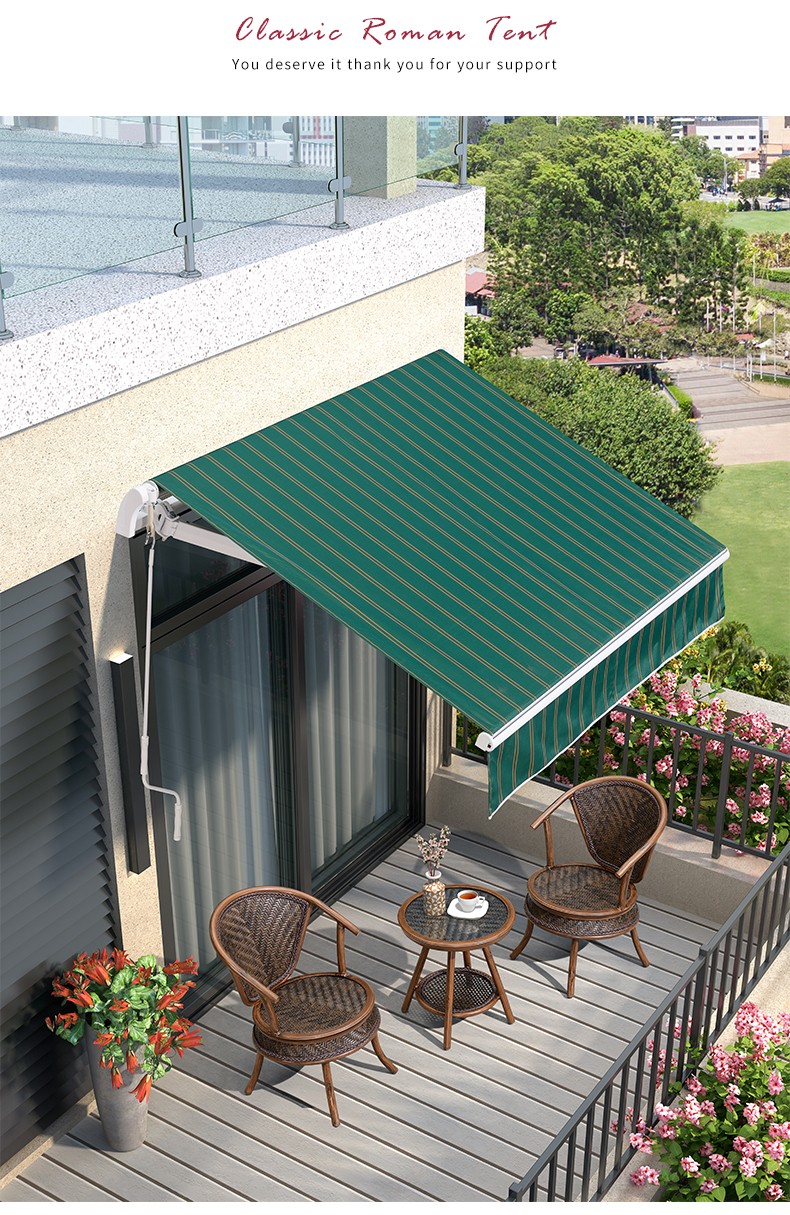 紫叶户外遮阳棚庭院雨棚铝合金防晒遮雨棚阳台伸缩蓬防晒棚手摇折叠防